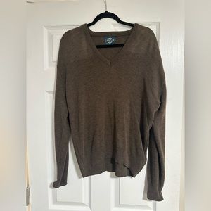 Jantzen Vintage USA Made Size M Brown Vneck Pullover Sweater Men
